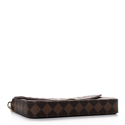 Louis Vuitton Damier Ebene Studded Pochette Felicie Chain Wallet 4 of 13