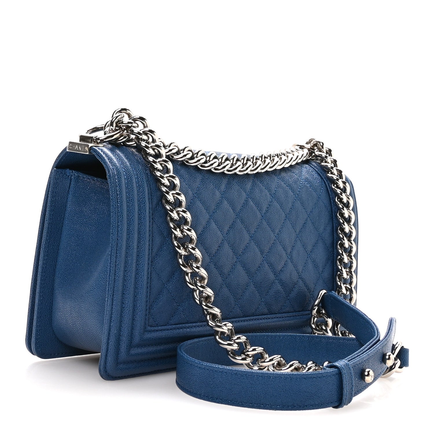 Chanel Iridescent Caviar Quilted Medium Boy Flap Blue 3 of 10