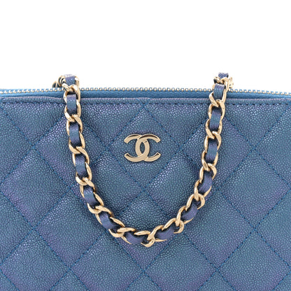 Chanel Iridescent Caviar Quilted Clutch With Chain Dark Blue 8 of 10