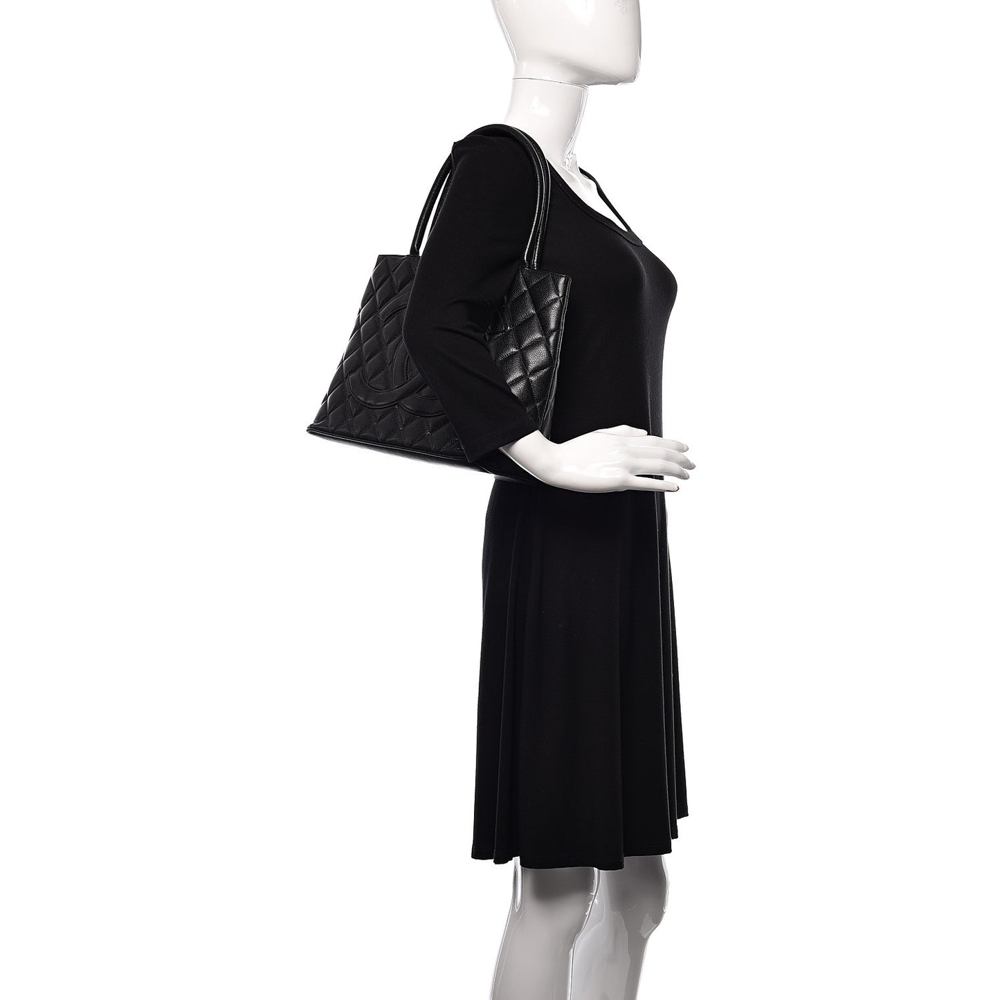 Caviar Quilted Medallion Tote Black