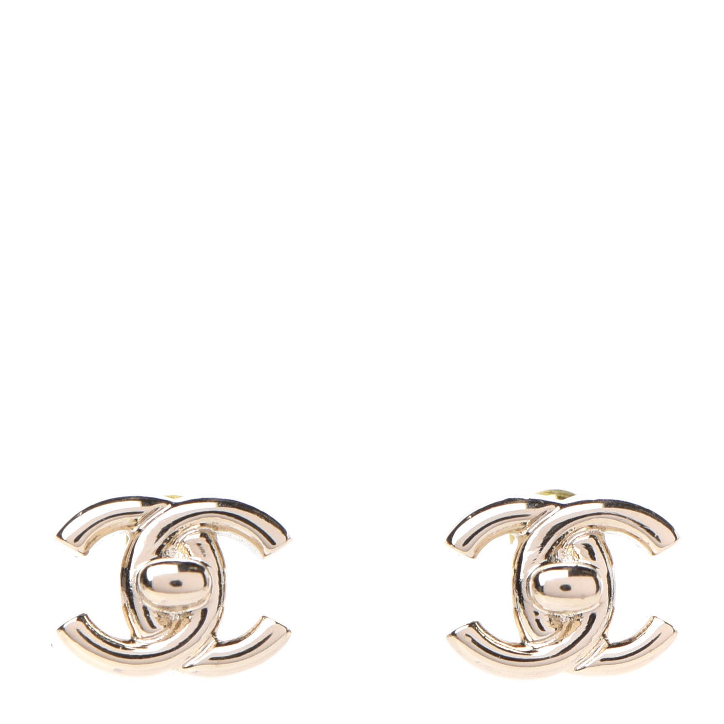 Metal CC Turnlock Earrings Gold