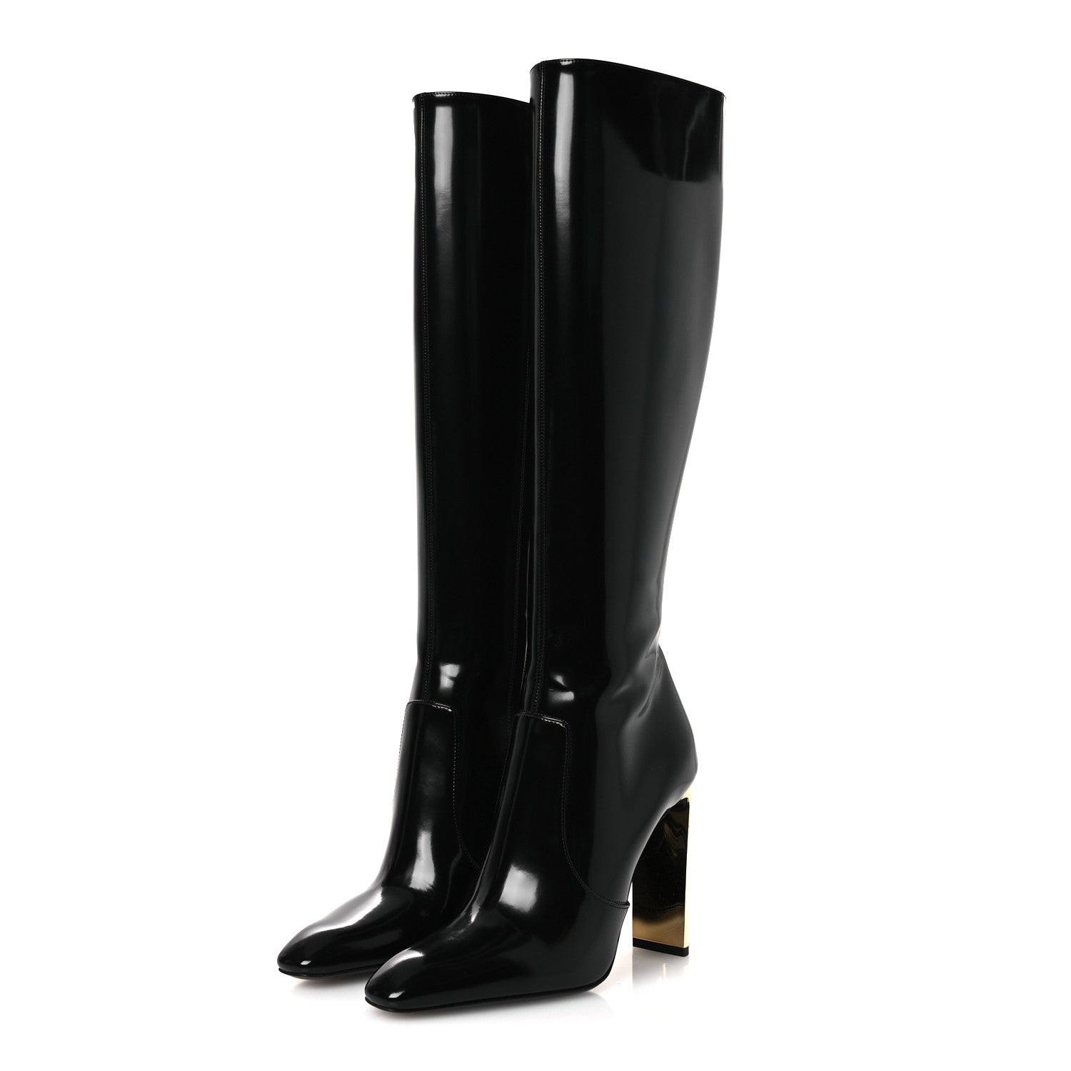 Saint Laurent Vitello Marilyn Auteuil 105 Knee High Zip Boots 38.5 Black 4 of 10