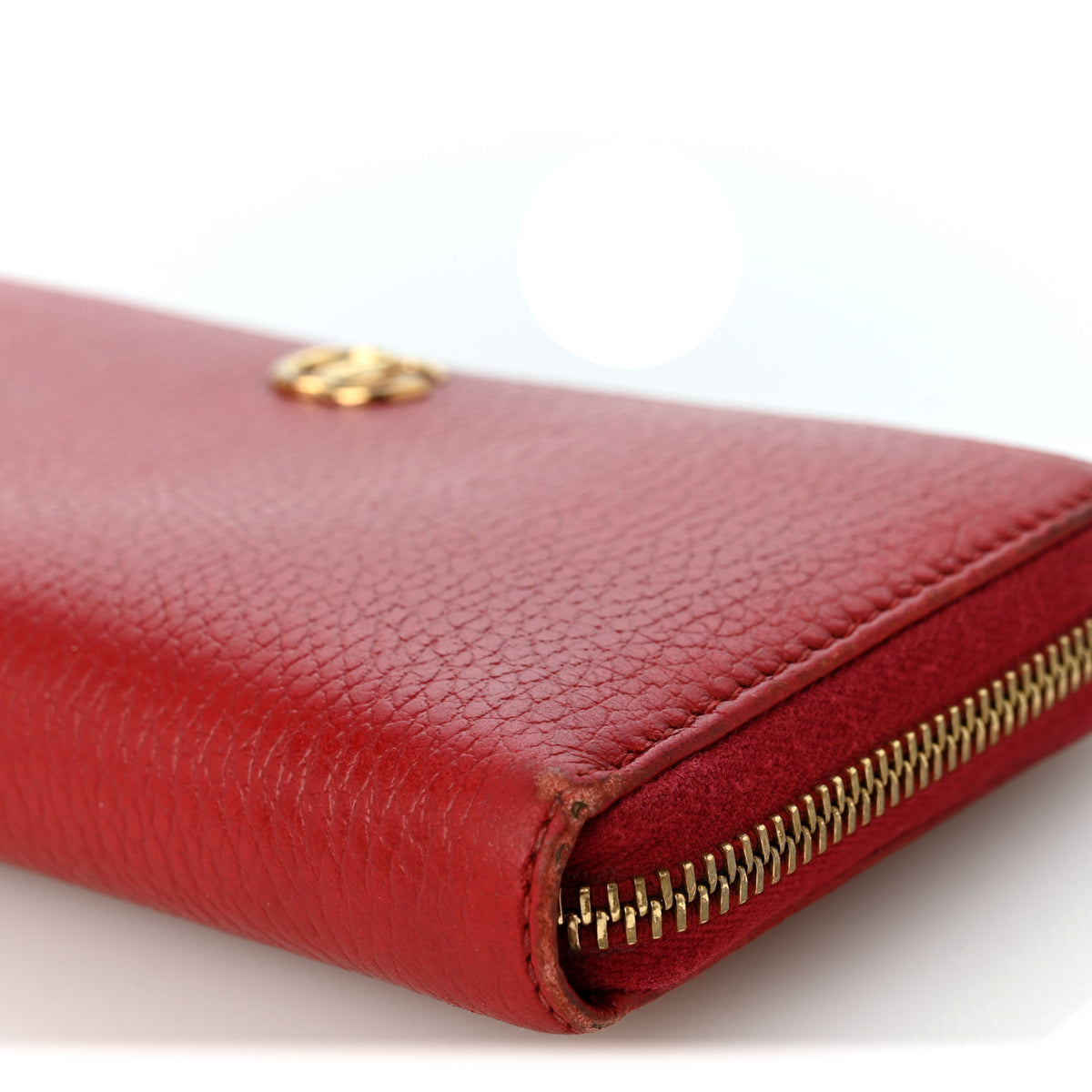 Dollar Calfskin GG Marmont Zip Around Wallet Hibiscus Red
