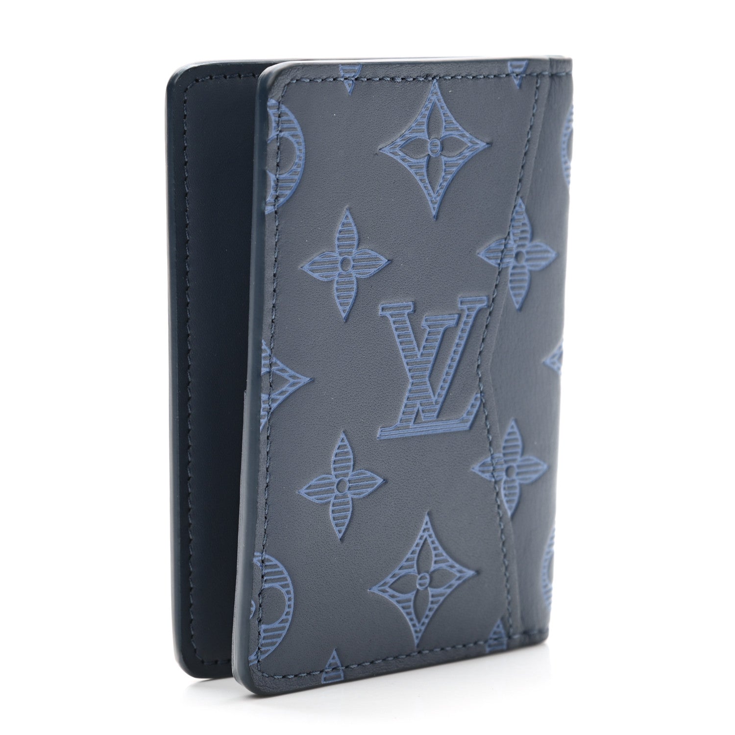 Louis Vuitton Calfskin Monogram Shadow Pocket Organizer Blue 3 of 7