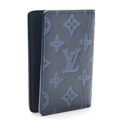 Louis Vuitton Calfskin Monogram Shadow Pocket Organizer Blue 3 of 7