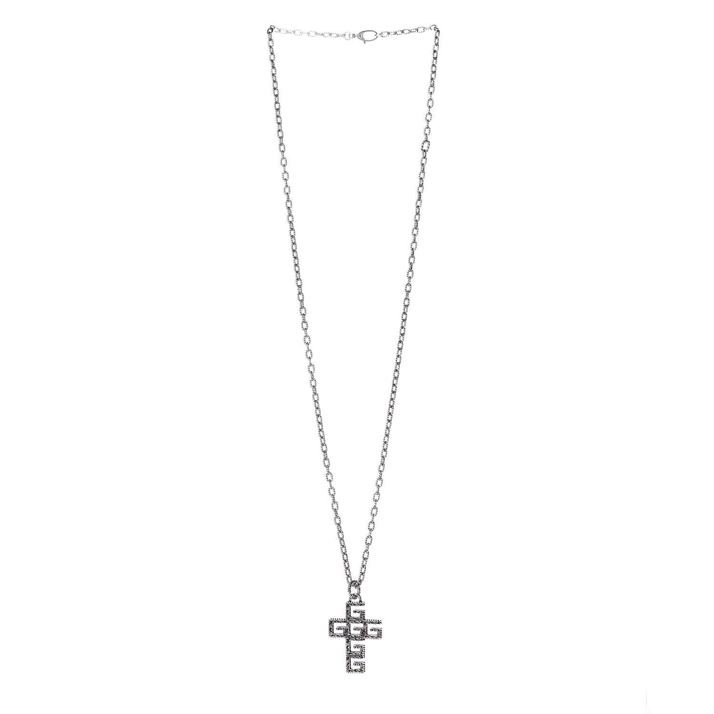 Mens G Cube Cross Necklace Silver
