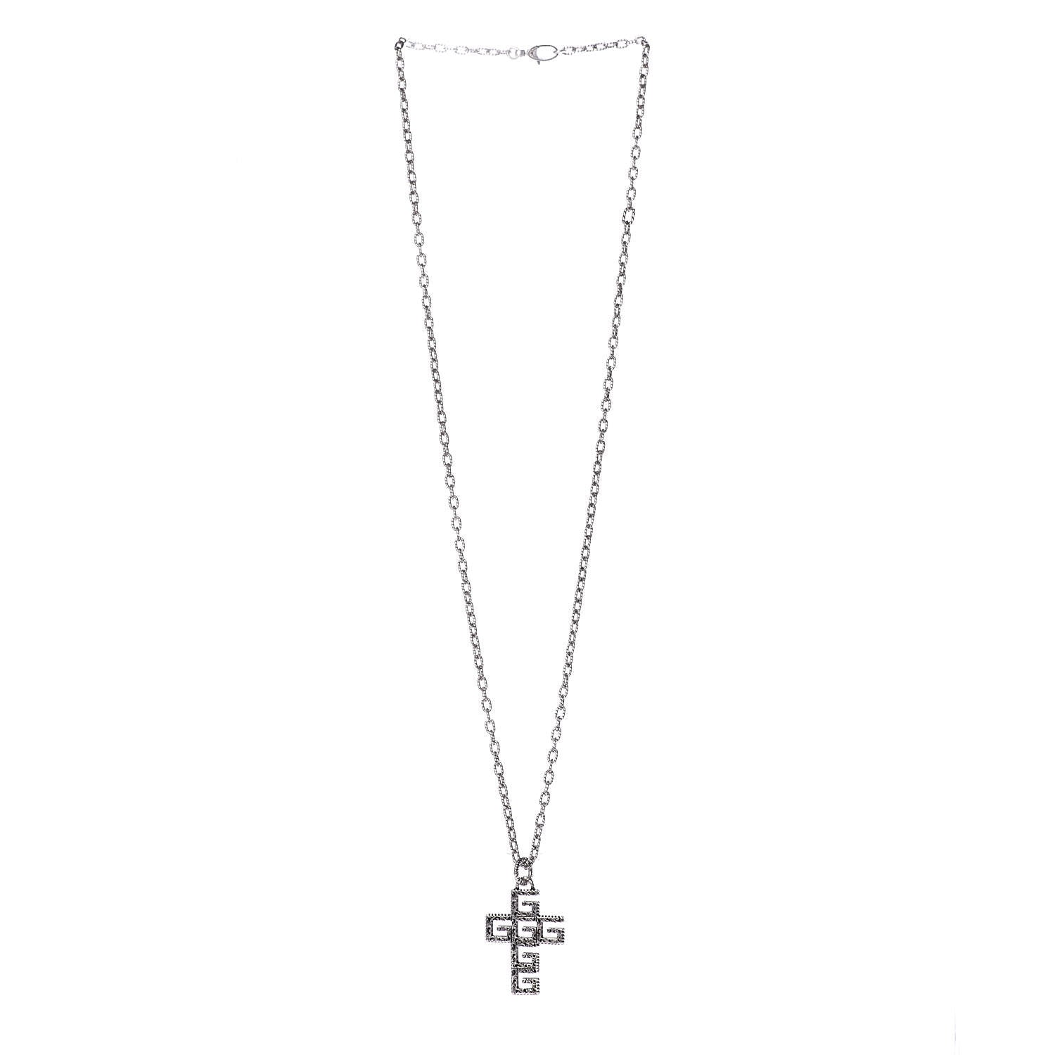 Gucci Mens G Cube Cross Necklace Silver 2 of 5