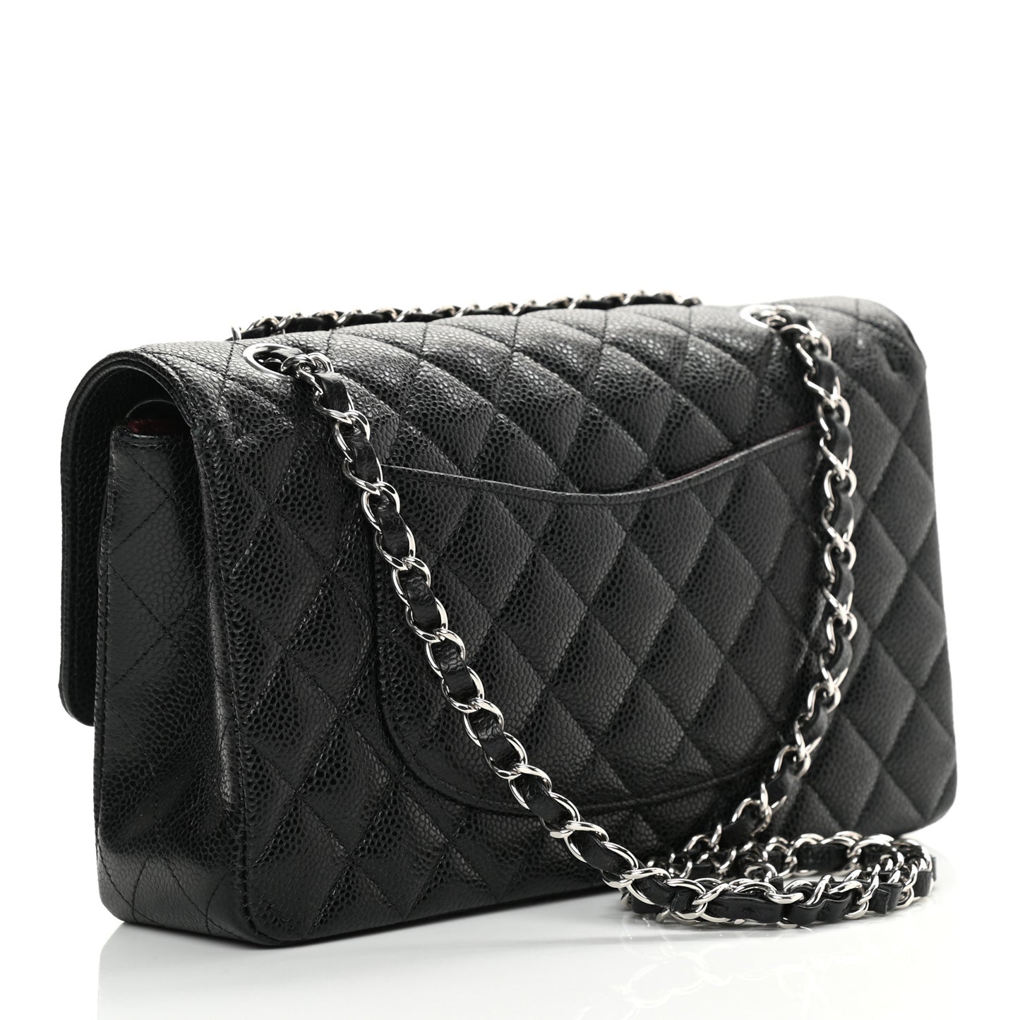 Caviar Quilted Medium Double Flap Black