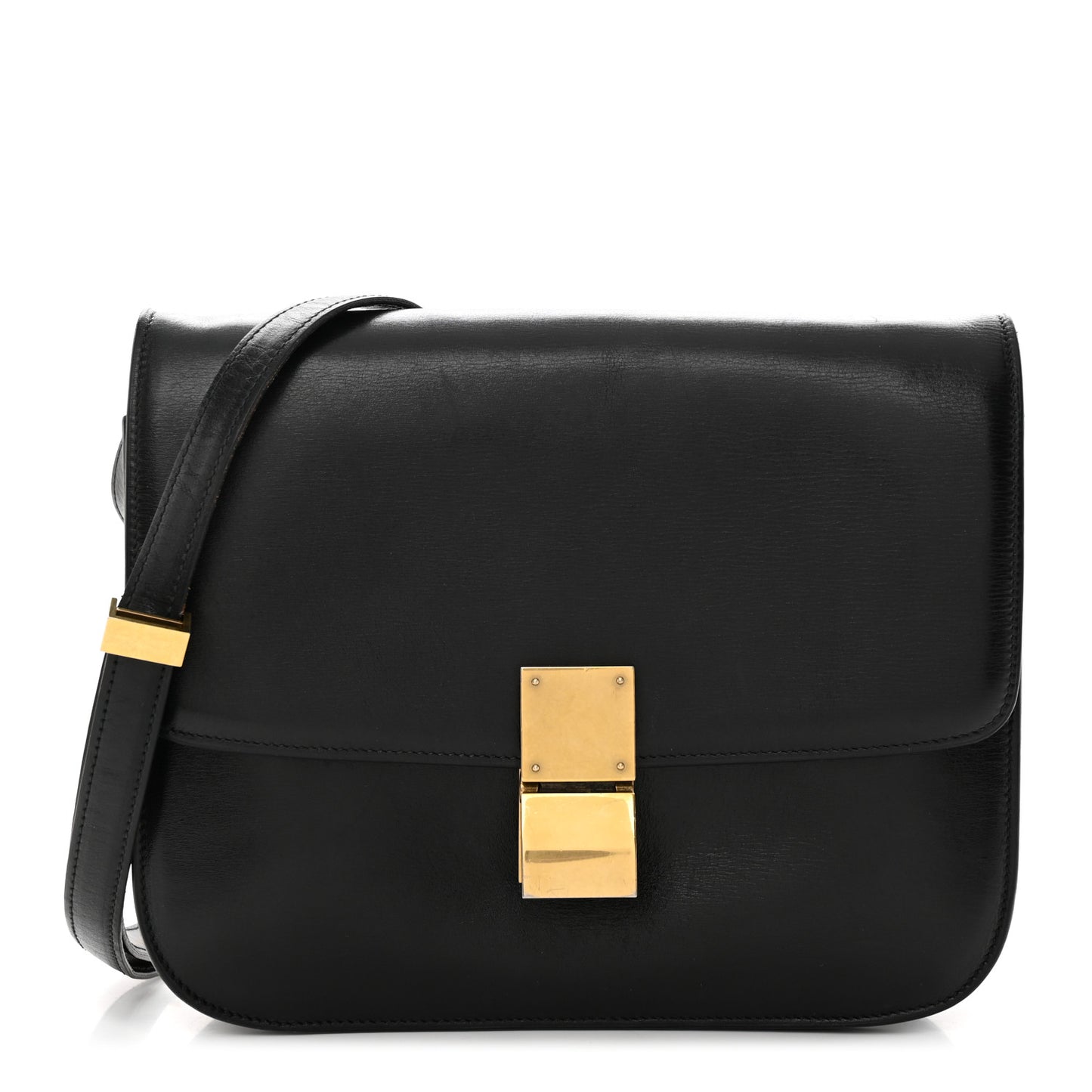 Box Calfskin Medium Classic Box Flap Bag Black