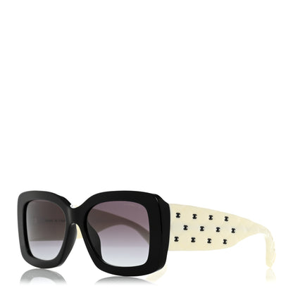 Chanel Acetate Quilted CC Rectangle Sunglasses 5483-A White Black 1 of 8