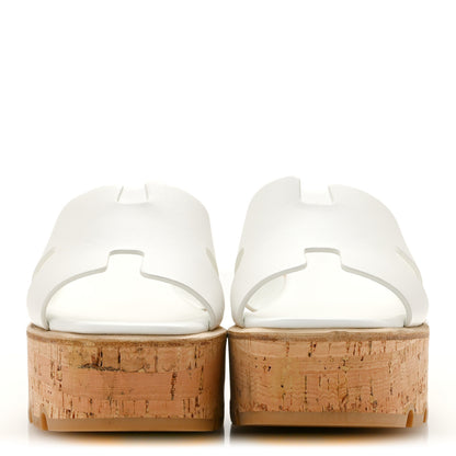 Hermes Calfskin Cork Eze 30 Sandals 39 White 3 of 10