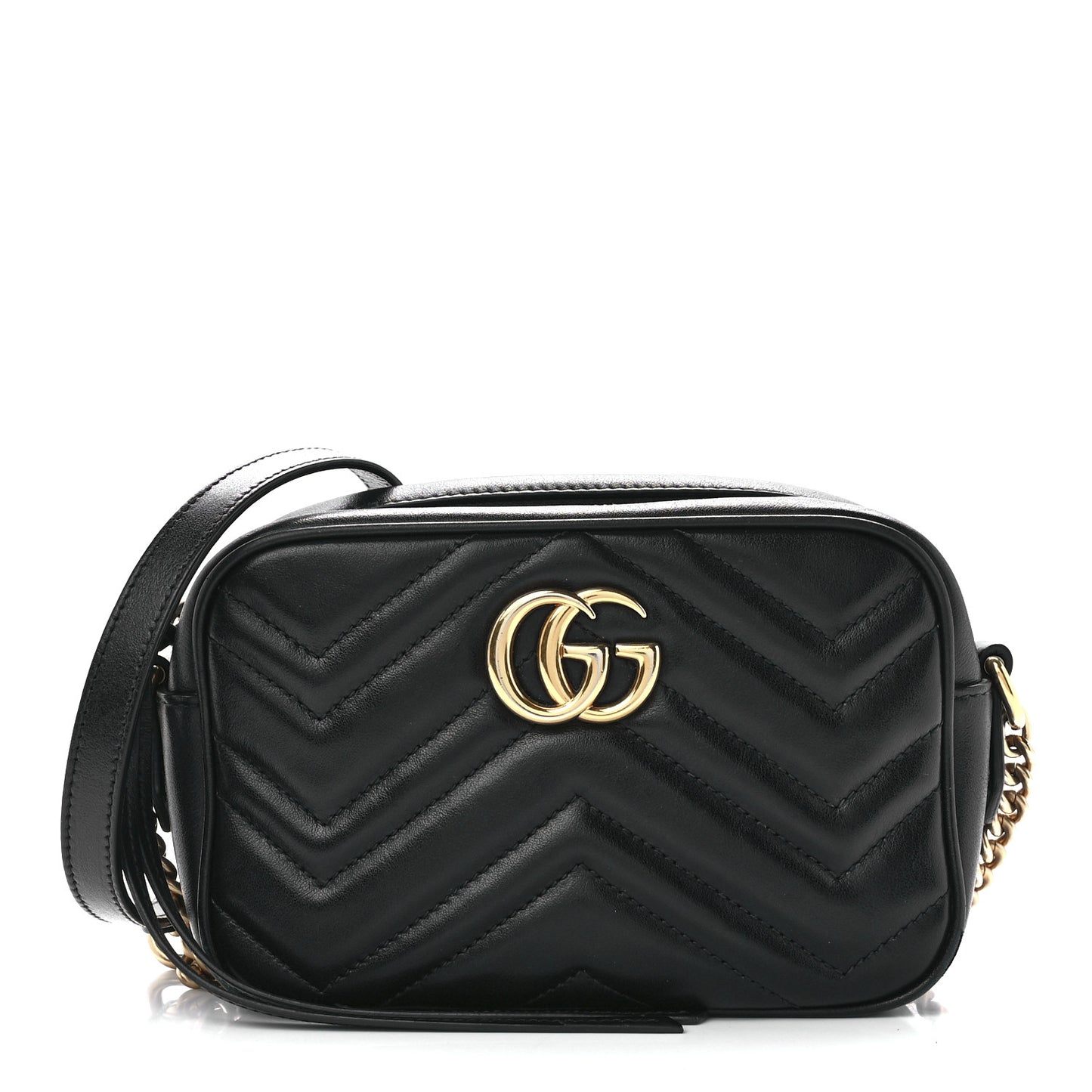 Calfskin Matelasse Mini GG Marmont Chain Shoulder Bag Black