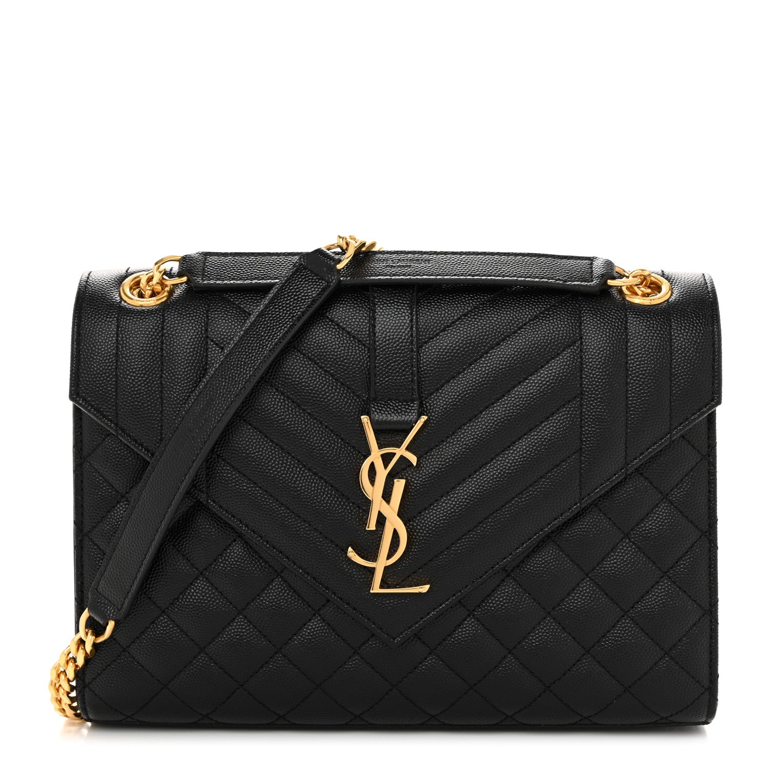Saint Laurent Grain De Poudre Textured Mixed Matelasse Triquilt Medium Monogram Satchel Black 1 of 11
