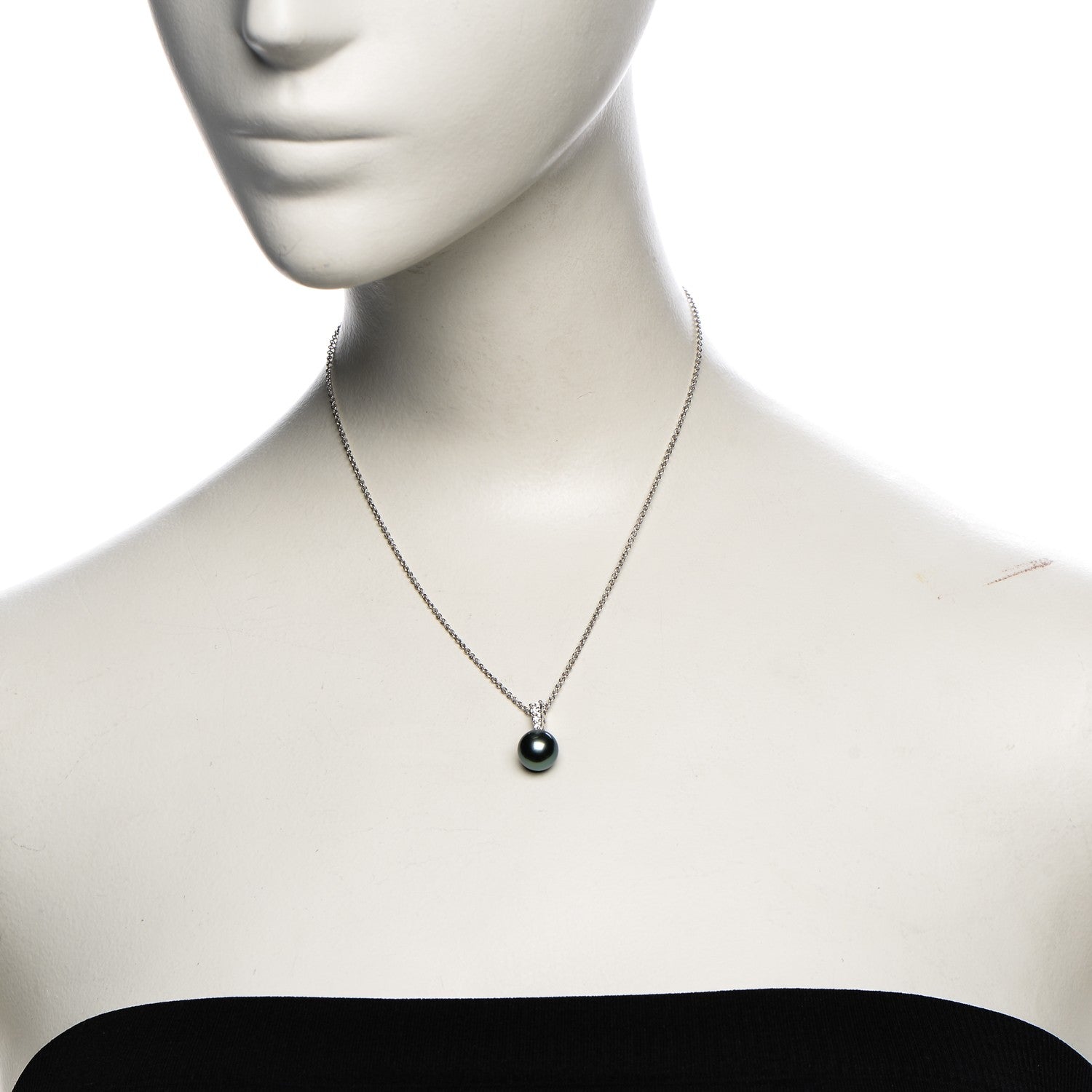 Mikimoto 18K White Gold Diamond Black South Sea Pearl 10mm Morning Dew Pendant Necklace 2 of 6
