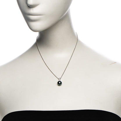 Mikimoto 18K White Gold Diamond Black South Sea Pearl 10mm Morning Dew Pendant Necklace 2 of 6