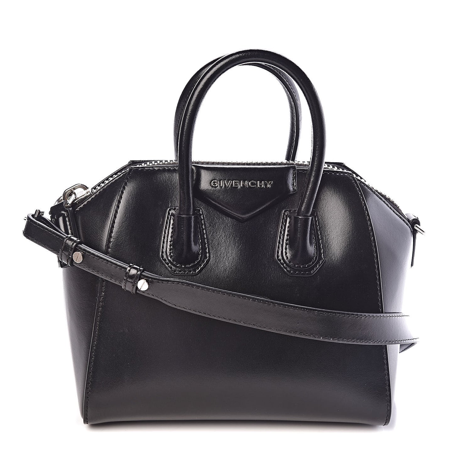 Shiny Lord Calfskin Mini Antigona Black