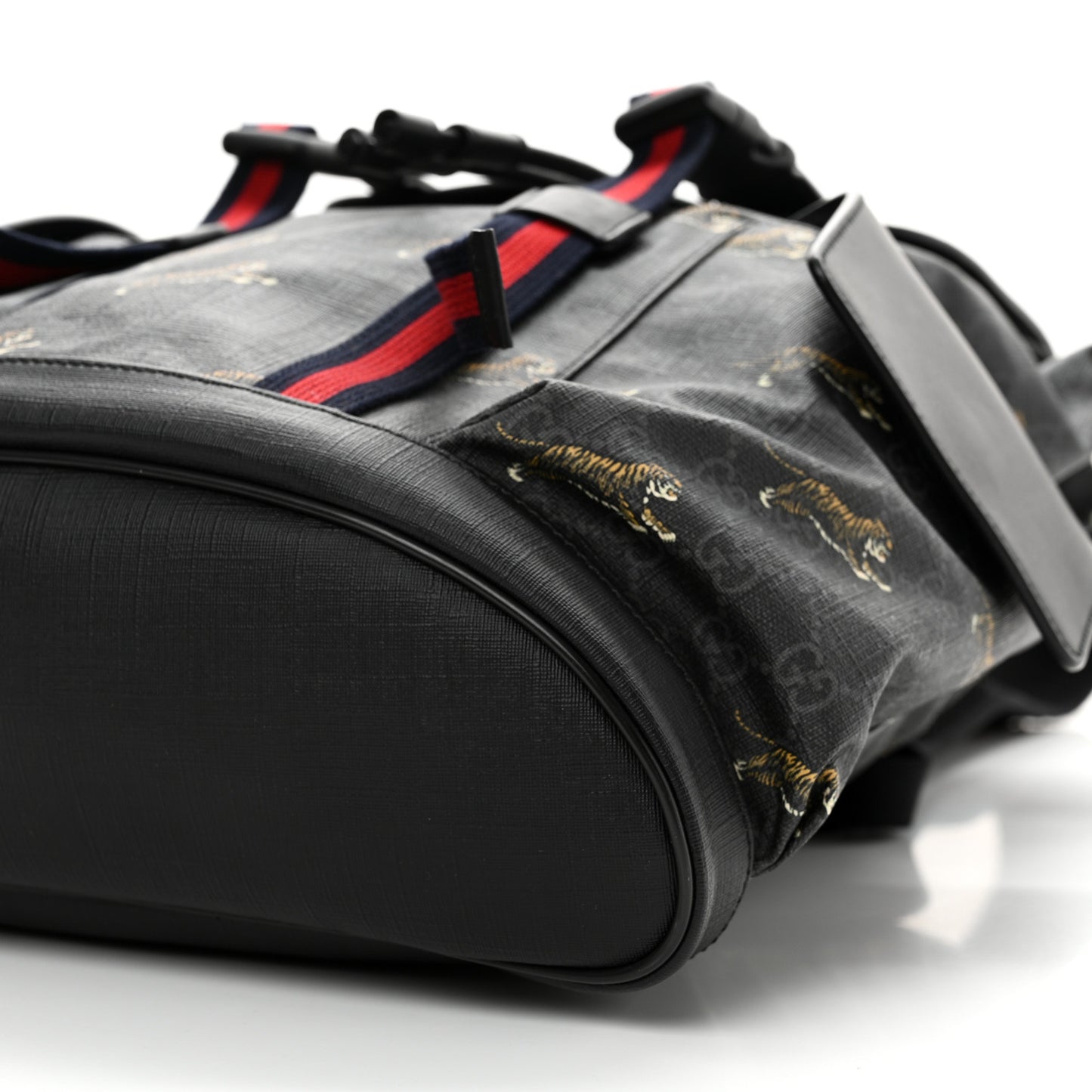 Soft GG Supreme Monogram Appia Calfskin Web Double Buckle Backpack Black