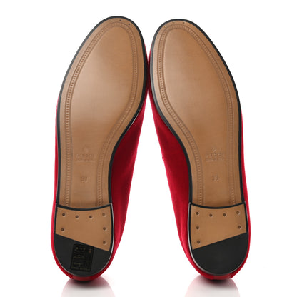 Gucci Velvet Horsebit Womens Jordaan Loafers 39 Hibiscus Red 5 of 10