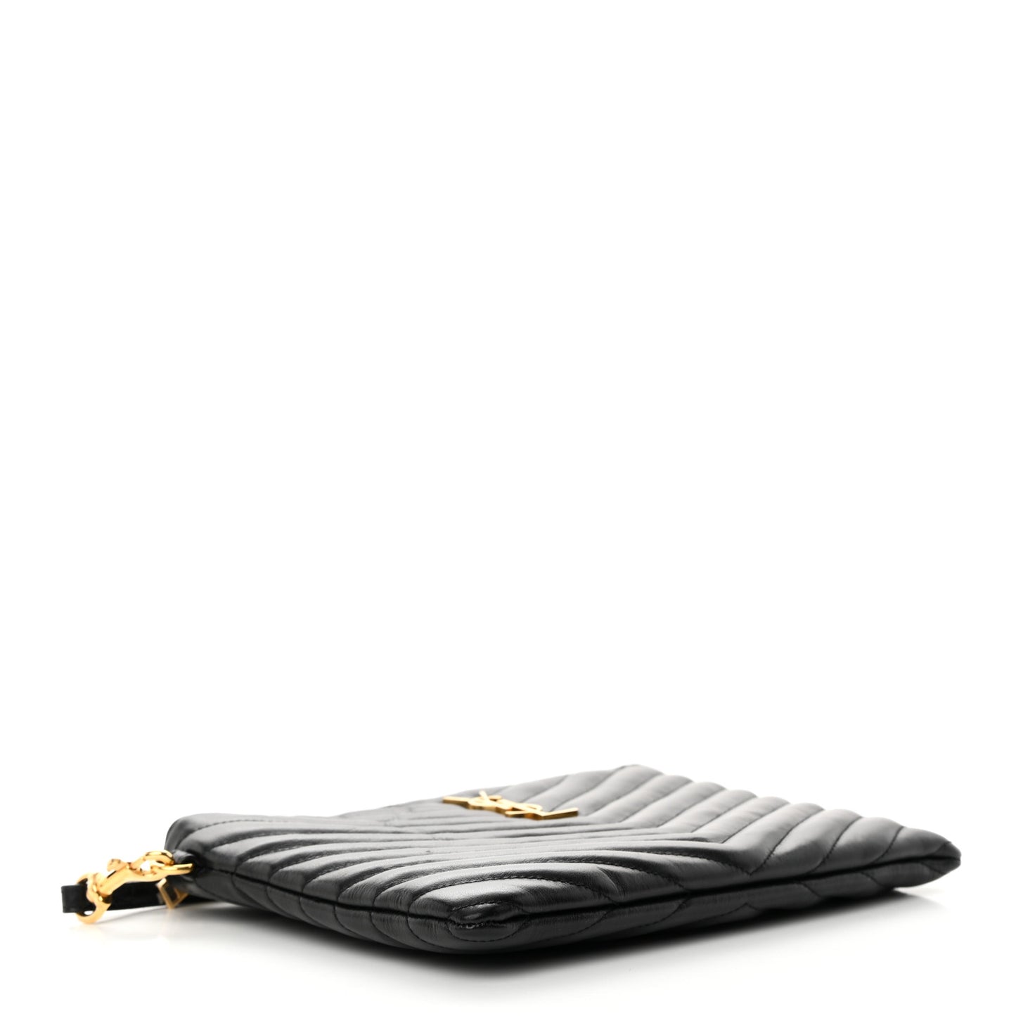 Calfskin Matelasse Chevron Monogram A5 Wristlet Black