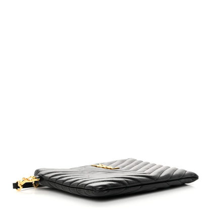 Saint Laurent Calfskin Matelasse Chevron Monogram A5 Wristlet Black 4 of 7