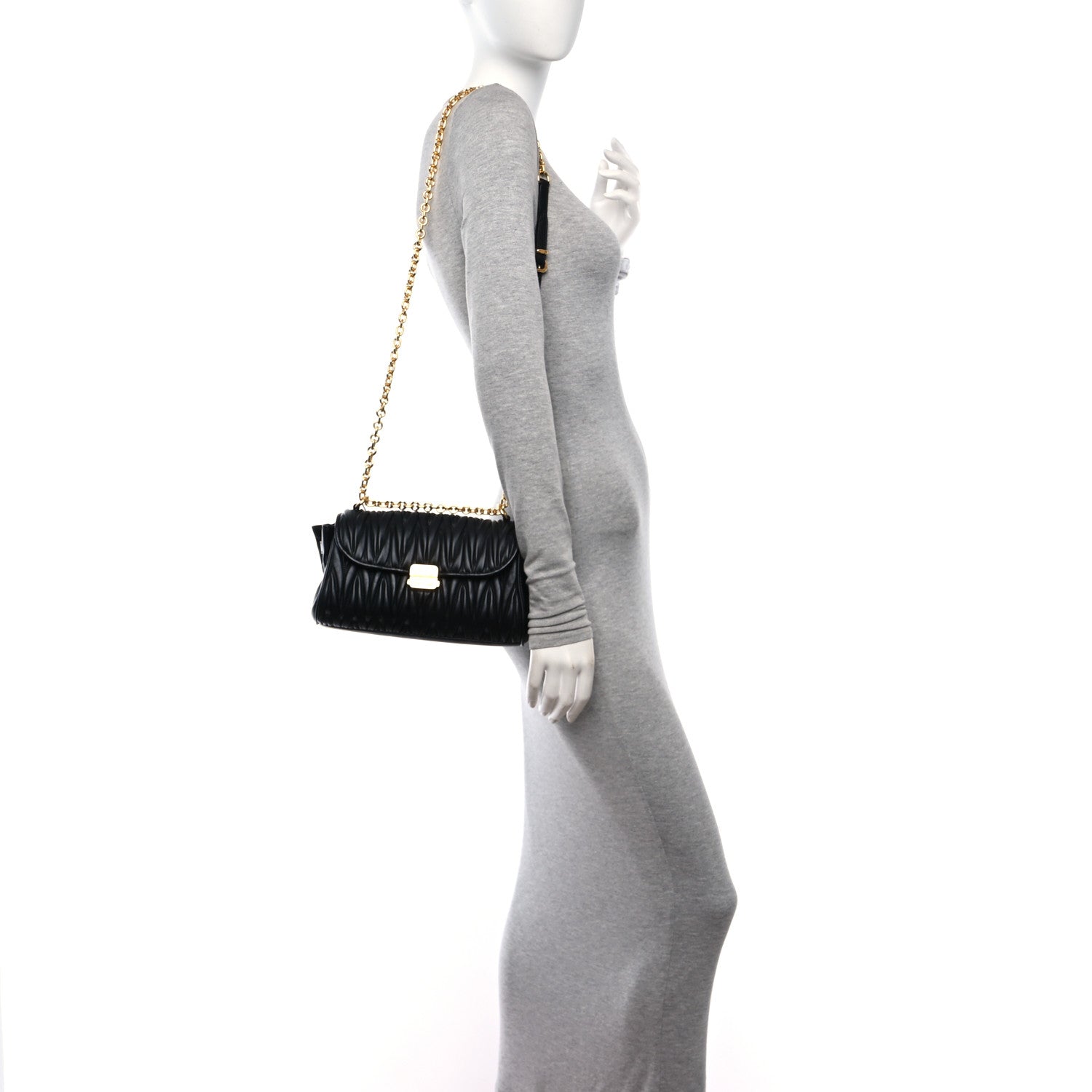 Miu Miu Nappa Matelasse Shoulder Bag Black 2 of 9