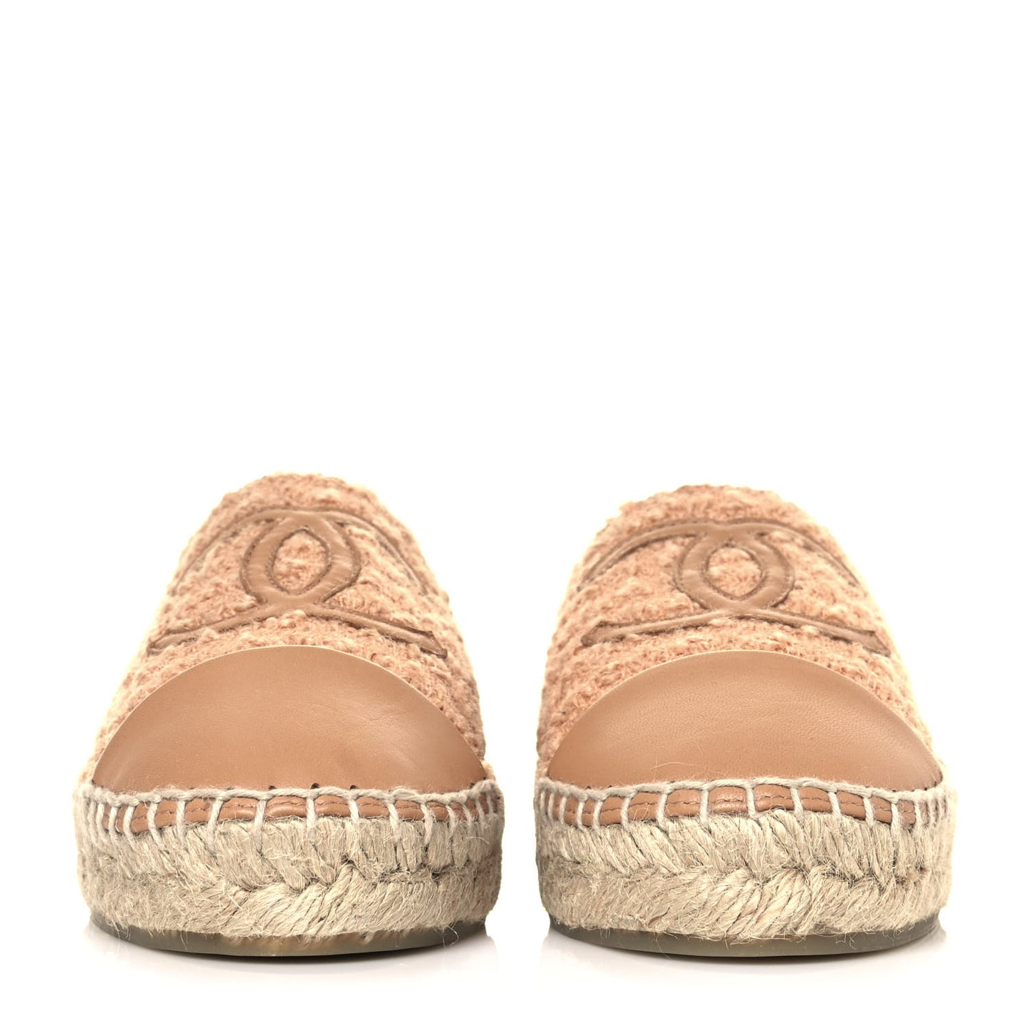 Tweed Grosgrain CC Espadrilles 37 Beige