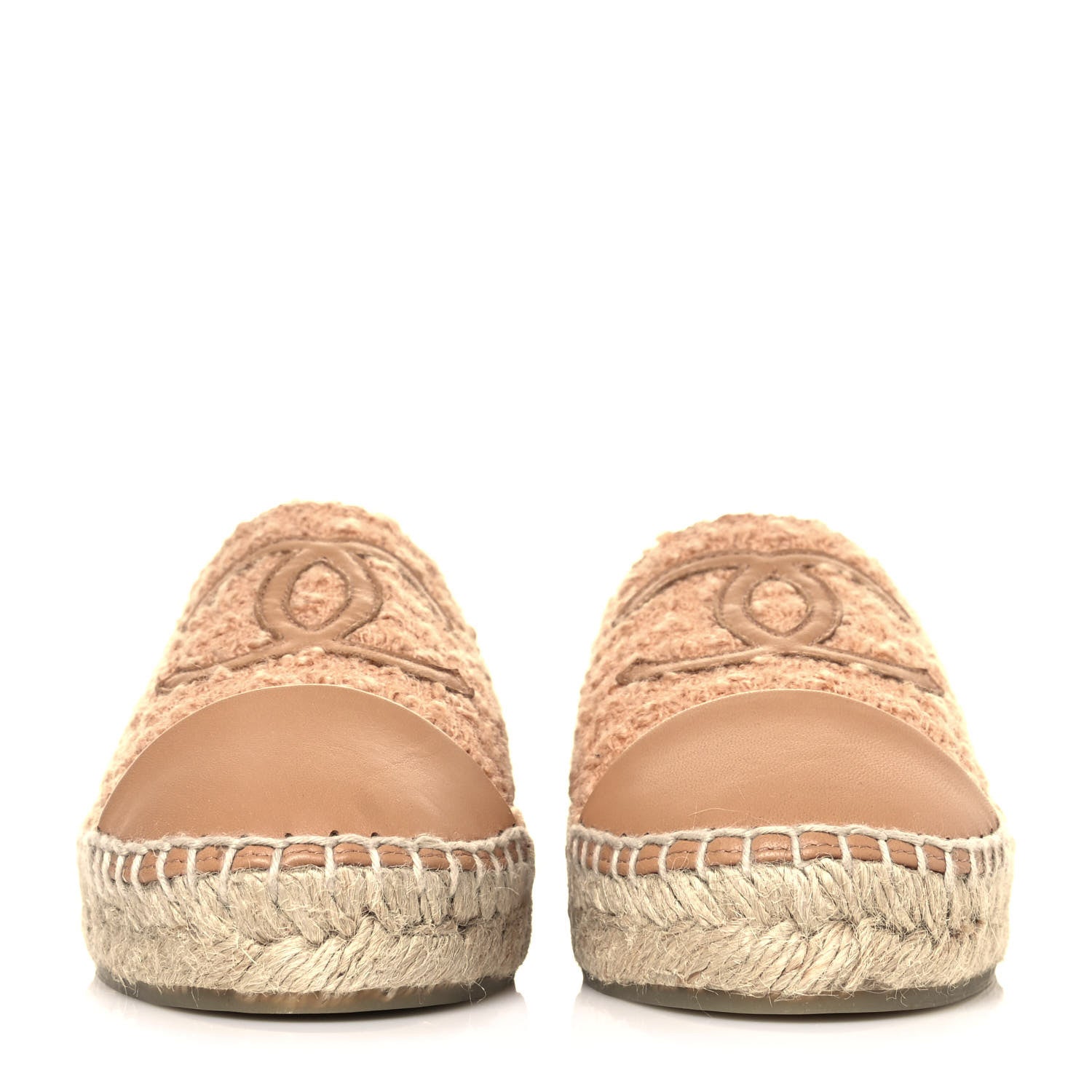 Chanel Tweed Grosgrain CC Espadrilles 37 Beige 2 of 9