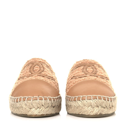 Chanel Tweed Grosgrain CC Espadrilles 37 Beige 2 of 9