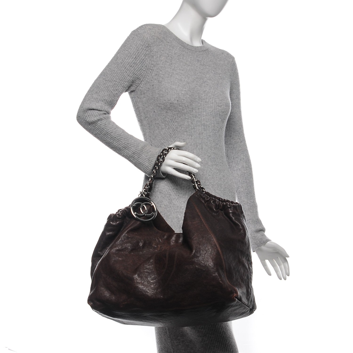 Chanel Distressed Caviar XL Coco Cabas Brown 2 of 9