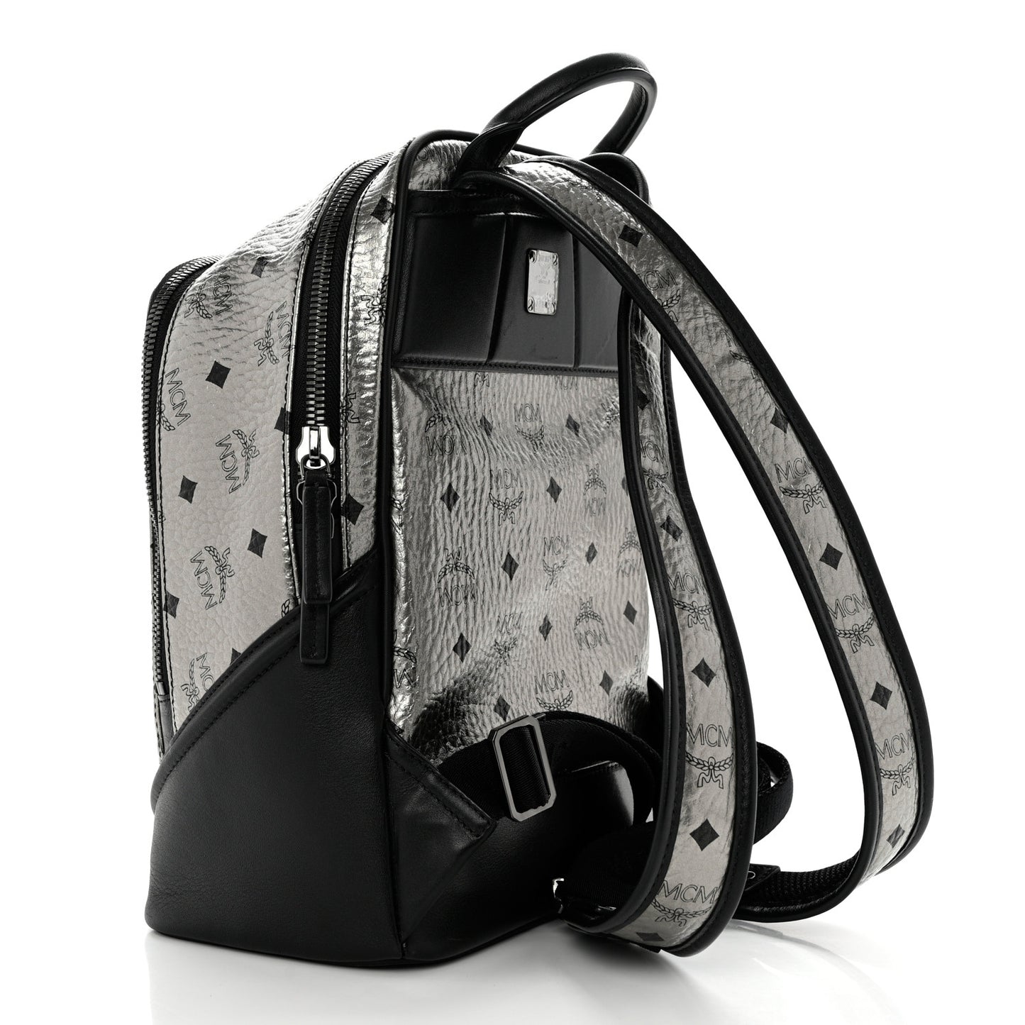 Metallic Visetos Small Duke Backpack Silver