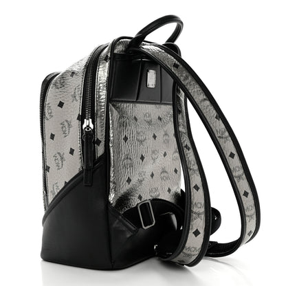 MCM Metallic Visetos Small Duke Backpack Silver 3 of 11