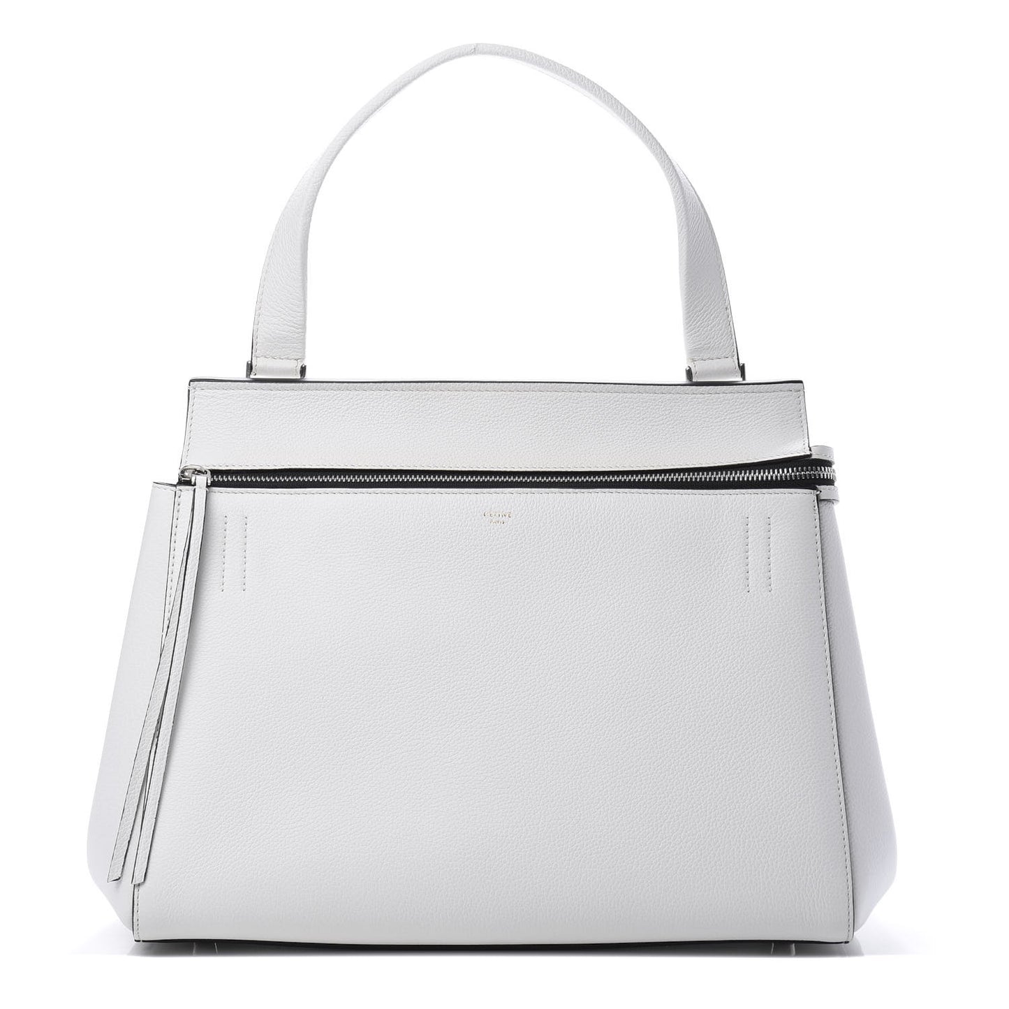 Grained Calfskin Medium Edge Shoulder Bag White