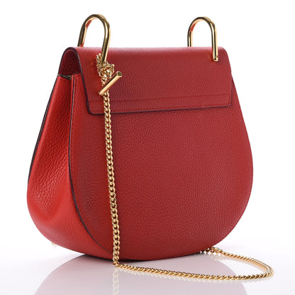 Chloe Grained Lambskin Medium Drew Shoulder Bag Plaid Red 3 of 7