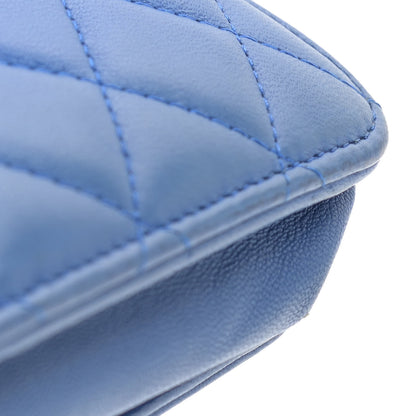 Chanel Lambskin Quilted Boy Wallet On Chain WOC Blue 14 of 15