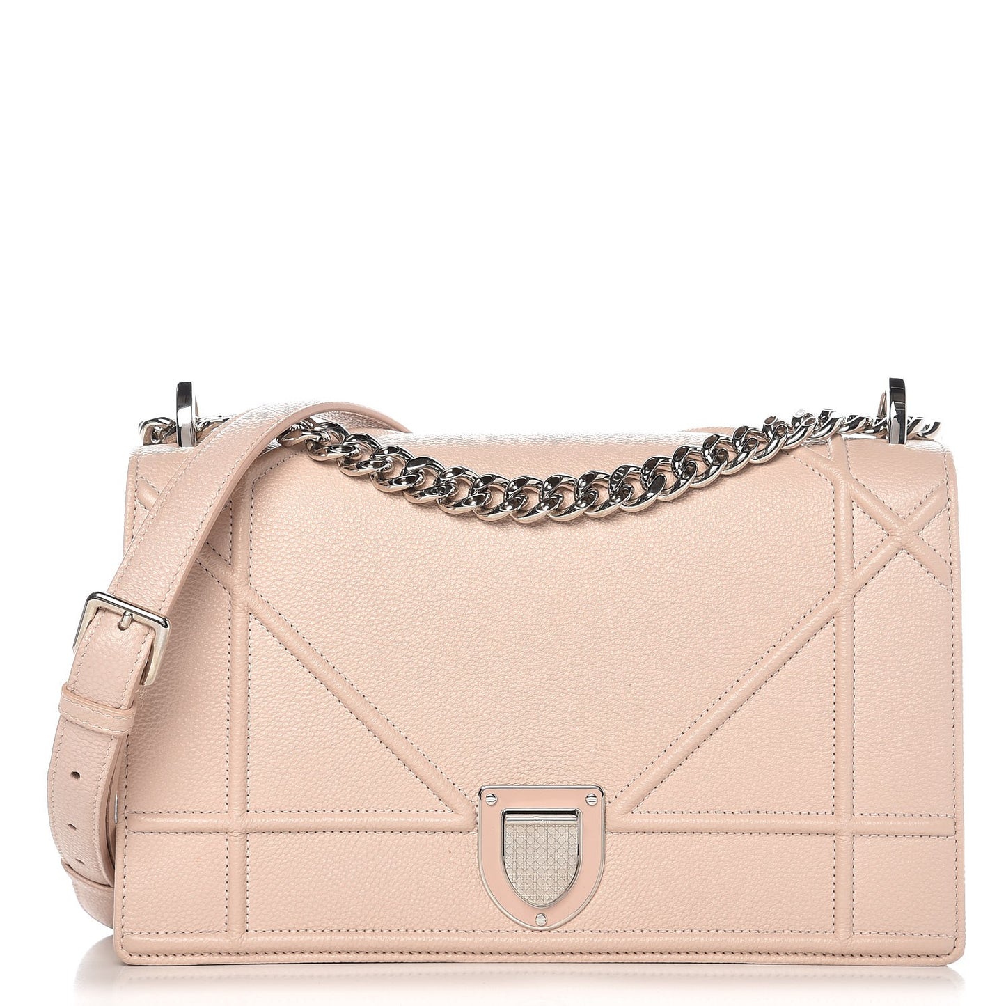 Grained Calfskin Medium Diorama Flap Bag Nude