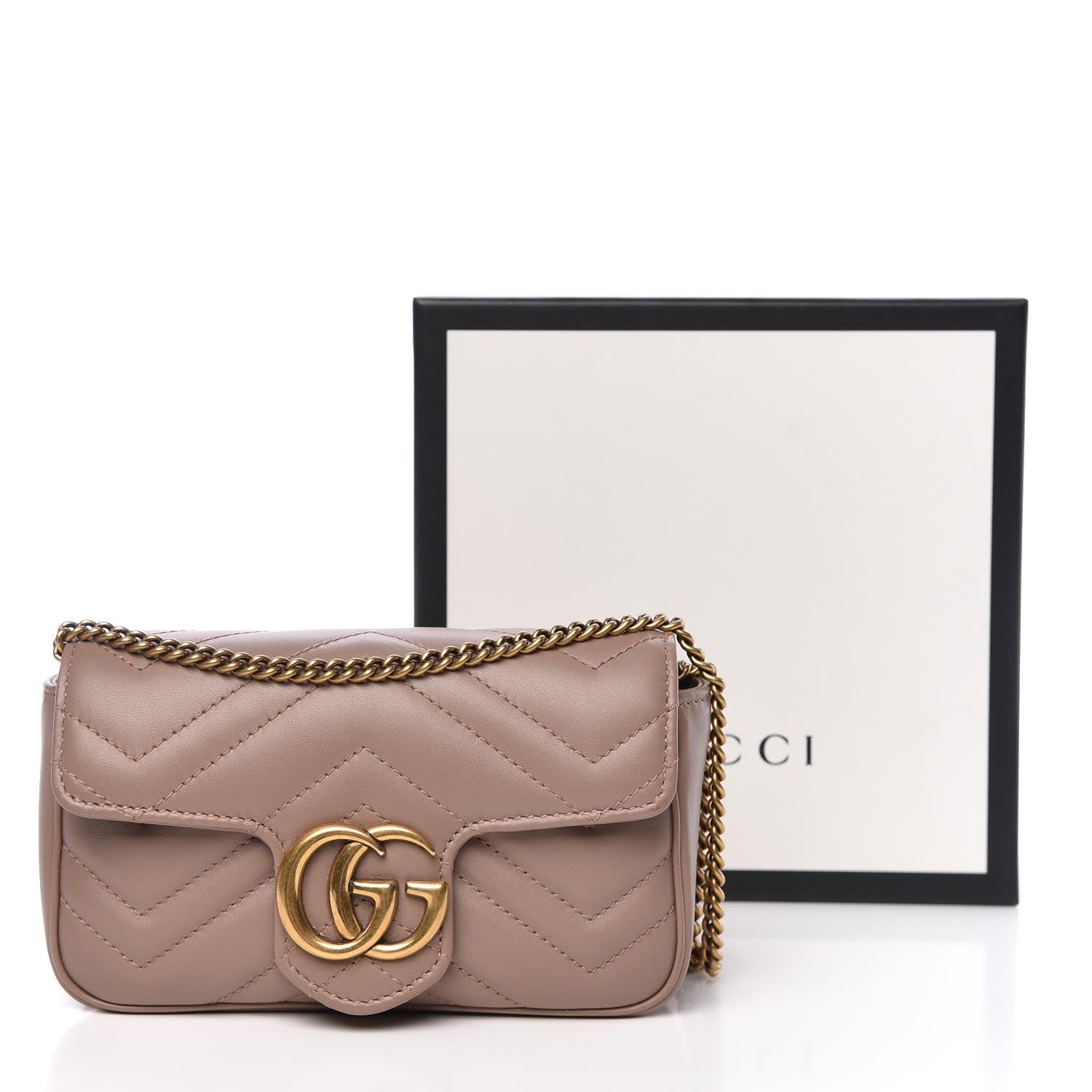 Gucci Calfskin Matelasse Super Mini GG Marmont Shoulder Bag Porcelain Rose 12 of 12