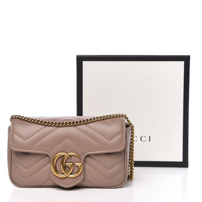Gucci Calfskin Matelasse Super Mini GG Marmont Shoulder Bag Porcelain Rose 12 of 12