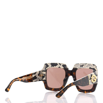 Gucci Snakeskin Acetate Square Sunglasses GG0484S Havana 4 of 9
