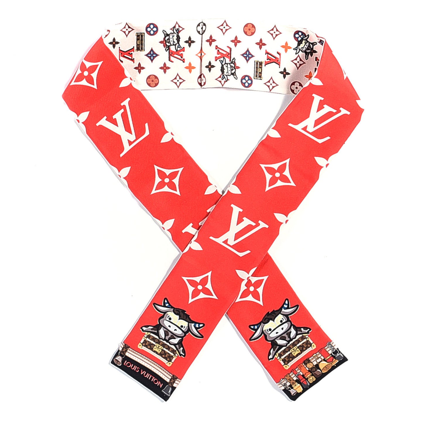 Silk Monogram Rodeo Bandeau Red