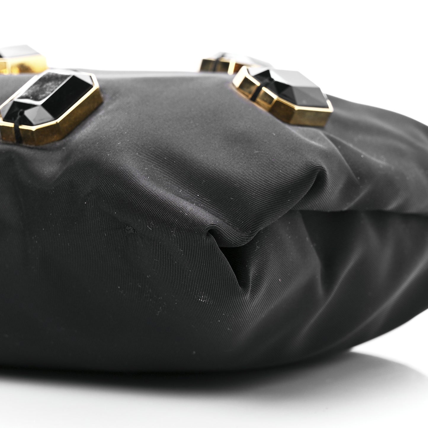 Tessuto Nylon Pietre Jeweled Clutch Black