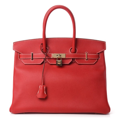 Hermes Epsom Candy Birkin 35 Rouge Casaque Bleu Thalassa 1 of 12