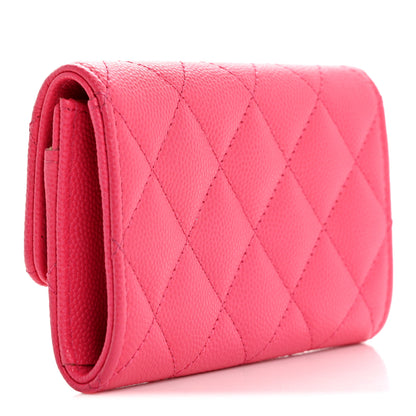 Chanel Caviar Quilted Chanel 19 Flap Card Holder Wallet Dark Pink 3 of 11