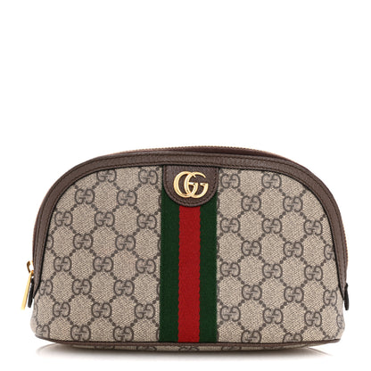 Gucci GG Supreme Monogram Textured Calfskin Web Large Ophidia Cosmetic Case Beige Ebony New Acero 1 of 9