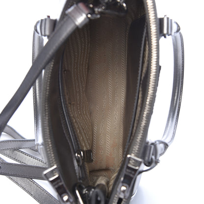 Prada Metallic Saffiano Small Galleria Double Zip Tote Cromo 5 of 13