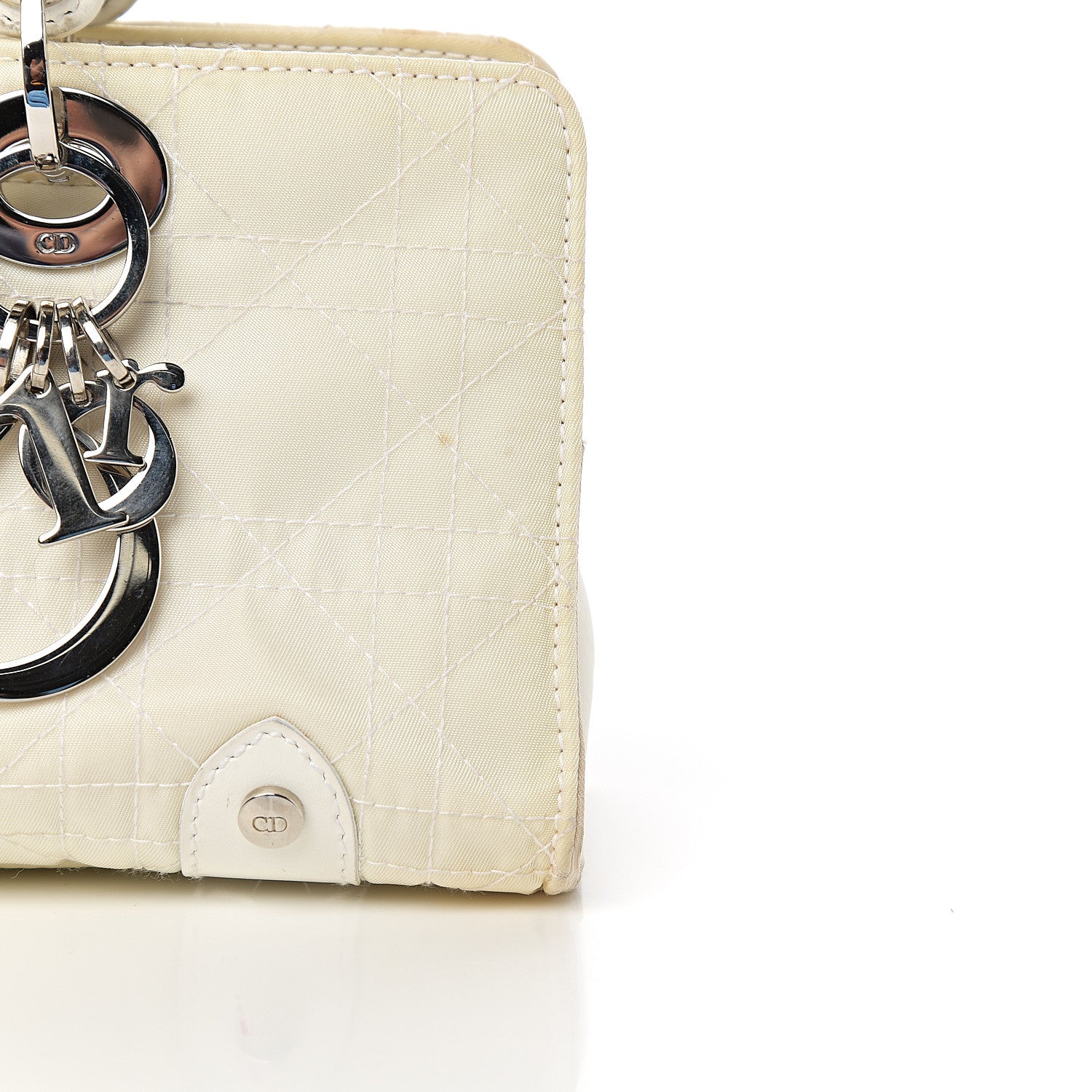 Christian Dior Nylon Cannage Stitched Small Lady Dior East West White 12 of 18