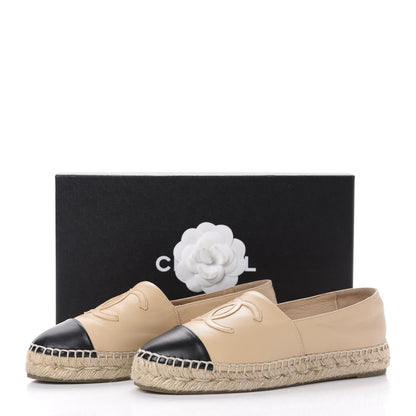 Chanel Lambskin CC Espadrilles 37 Beige Black 12 of 12