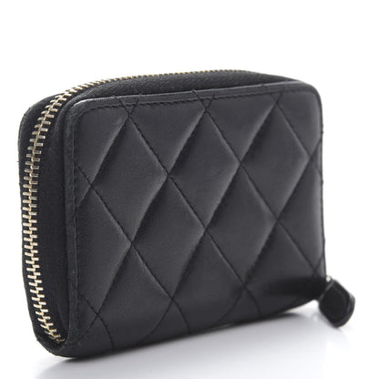 Chanel Lambskin Quilted Zip Coin Purse Black 3 of 10