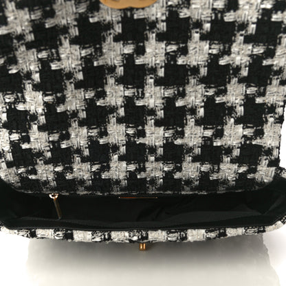 Chanel Tweed Quilted Large Chanel 19 Flap Black Ecru White 4 of 9