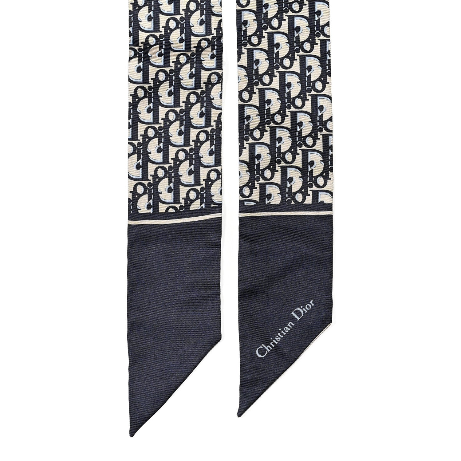 CHRISTIAN DIOR Silk Oblique Mitzah Scarf in the color Blue by fashionphile