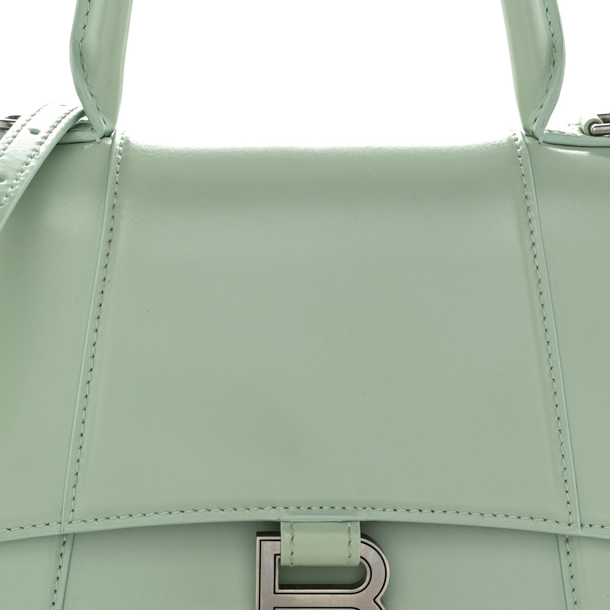 Shiny Box Calfskin Small Hourglass Top Handle Bag Light Green